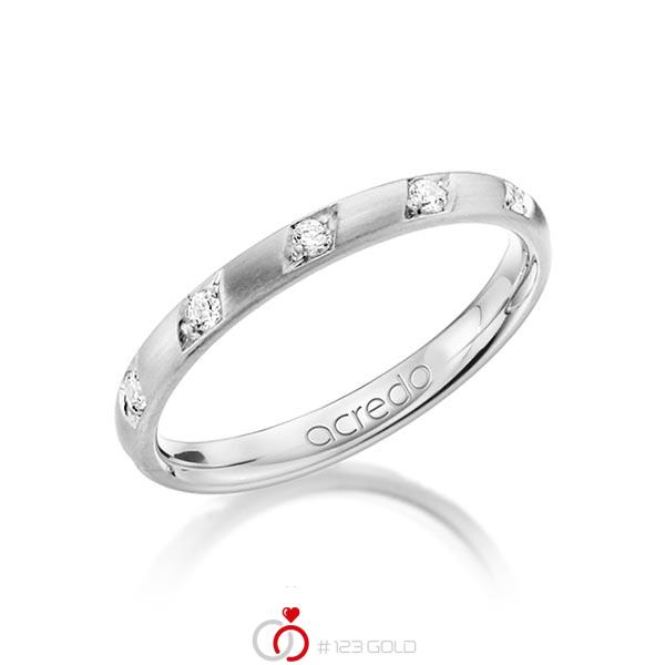 klassieke trouwring in witgoud 14 kt. met in totaal 0,22 ct. Briljant tw/si van acredo - A-1284-1 klassieke trouwring in witgoud 14 kt. met in totaal 0,22 ct. Briljant tw/si van acredo - A-1284-1