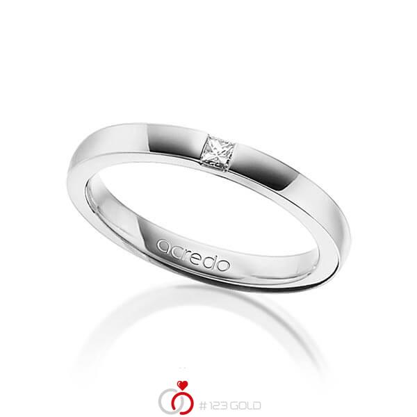 klassieke trouwring in witgoud 18 kt. met in totaal 0,07 ct. Princess-Diamant tw/si van acredo - A-1471-3 klassieke trouwring in witgoud 18 kt. met in totaal 0,07 ct. Princess-Diamant tw/si van acredo - A-1471-3