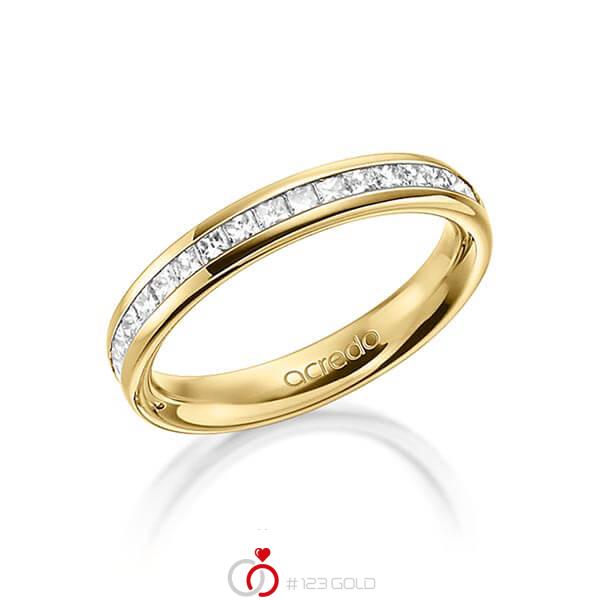 klassischer Memoire-Trauring/Ehering in außen Gelbgold 585 , innen Gelbgold 585 halbausgefasst mit zus. 0,54 ct. Prinzess-Diamant tw, si von acredo - A-1554-6 klassischer Memoire-Trauring/Ehering in außen Gelbgold 585 , innen Gelbgold 585 halbausgefasst mit zus. 0,54 ct. Prinzess-Diamant tw, si von acredo - A-1554-6