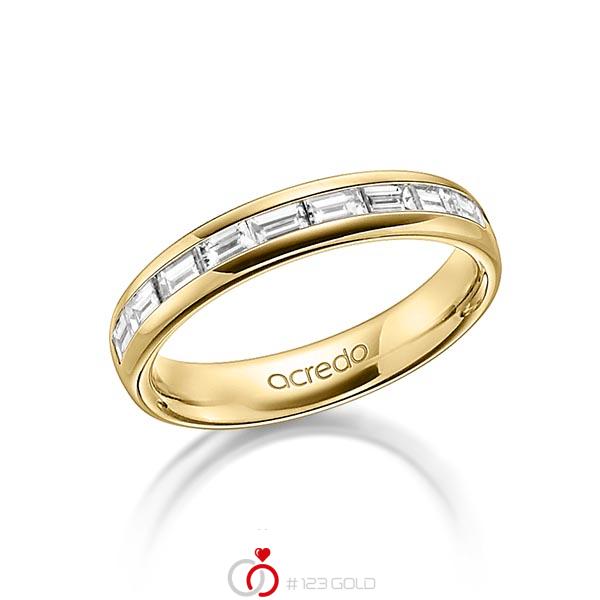 klassischer Memoire-Trauring/Ehering in aussen Gelbgold 585 , innen Gelbgold 585 halbausgefasst mit zus. 0,8 ct. Baguette-Diamant tw, vs von acredo - A-1557-6 klassischer Memoire-Trauring/Ehering in aussen Gelbgold 585 , innen Gelbgold 585 halbausgefasst mit zus. 0,8 ct. Baguette-Diamant tw, vs von acredo - A-1557-6
