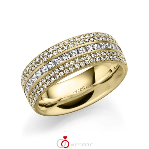klassischer Memoire-Trauring/Ehering in außen Gelbgold 585 , innen Gelbgold 585 halbausgefasst mit zus. 1,12 ct. Brillant & Prinzess-Diamant tw, si von acredo - A-1623-16 klassischer Memoire-Trauring/Ehering in außen Gelbgold 585 , innen Gelbgold 585 halbausgefasst mit zus. 1,12 ct. Brillant & Prinzess-Diamant tw, si von acredo - A-1623-16