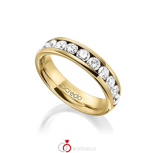 klassischer Memoire-Trauring/Ehering in außen Gelbgold 585 , innen Gelbgold 585 halbausgefasst mit zus. 1,1 ct. Brillant tw, si von acredo - A-1558-6 klassischer Memoire-Trauring/Ehering in außen Gelbgold 585 , innen Gelbgold 585 halbausgefasst mit zus. 1,1 ct. Brillant tw, si von acredo - A-1558-6