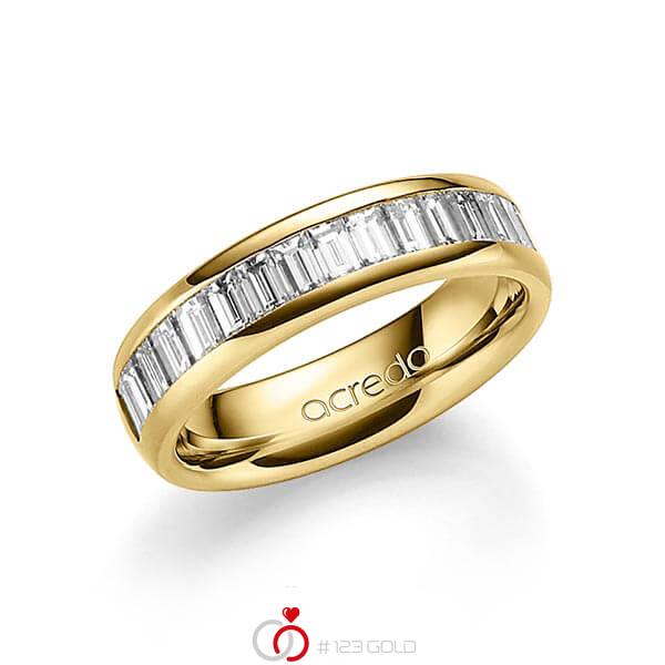 klassischer Memoire-Trauring/Ehering in aussen Gelbgold 585 , innen Gelbgold 585 halbausgefasst mit zus. 1,36 ct. Baguette-Diamant tw, vs von acredo - A-1552-5 klassischer Memoire-Trauring/Ehering in aussen Gelbgold 585 , innen Gelbgold 585 halbausgefasst mit zus. 1,36 ct. Baguette-Diamant tw, vs von acredo - A-1552-5