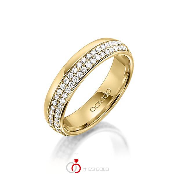 klassischer Memoire-Trauring/Ehering in aussen Gelbgold 585 , innen Gelbgold 585 vollausgefasst mit zus. 0,752 ct. Brillant tw, si von acredo - A-1560-5 klassischer Memoire-Trauring/Ehering in aussen Gelbgold 585 , innen Gelbgold 585 vollausgefasst mit zus. 0,752 ct. Brillant tw, si von acredo - A-1560-5
