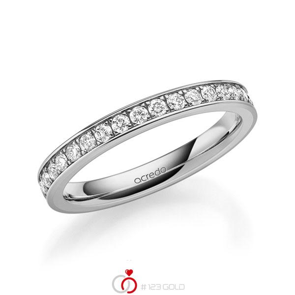 klassischer Memoire-Trauring/Ehering in außen Graugold 585 , innen Graugold 585 halbausgefasst mit zus. 0,34 ct. Brillant tw, si von acredo - A-1679-19 klassischer Memoire-Trauring/Ehering in außen Graugold 585 , innen Graugold 585 halbausgefasst mit zus. 0,34 ct. Brillant tw, si von acredo - A-1679-19