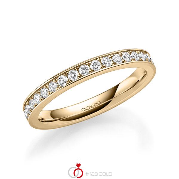 klassischer Memoire-Trauring/Ehering in außen Roségold 585 , innen Roségold 585 halbausgefasst mit zus. 0,34 ct. Brillant tw, si von acredo - A-1679-17 klassischer Memoire-Trauring/Ehering in außen Roségold 585 , innen Roségold 585 halbausgefasst mit zus. 0,34 ct. Brillant tw, si von acredo - A-1679-17
