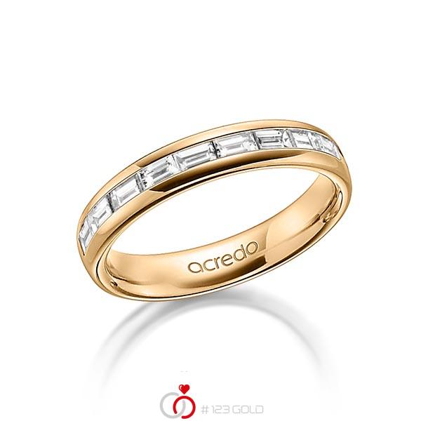 klassischer Memoire-Trauring/Ehering in außen Roségold 585 , innen Roségold 585 halbausgefasst mit zus. 0,8 ct. Baguette-Diamant tw, vs von acredo - A-1557-7 klassischer Memoire-Trauring/Ehering in außen Roségold 585 , innen Roségold 585 halbausgefasst mit zus. 0,8 ct. Baguette-Diamant tw, vs von acredo - A-1557-7