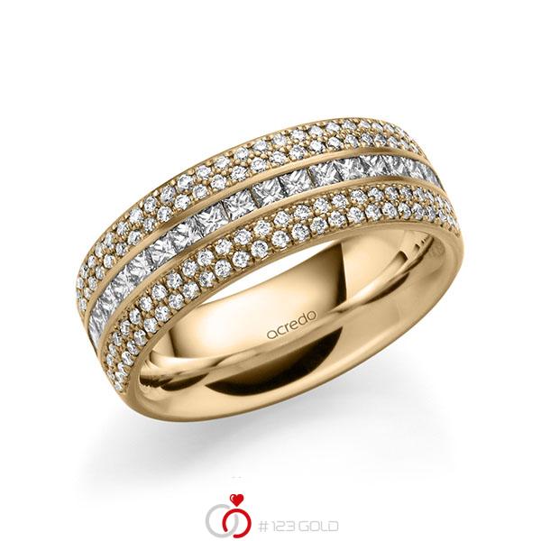 klassischer Memoire-Trauring/Ehering in aussen Roségold 585 , innen Roségold 585 halbausgefasst mit zus. 1,12 ct. Brillant & Prinzess-Diamant tw, si von acredo - A-1623-17 klassischer Memoire-Trauring/Ehering in aussen Roségold 585 , innen Roségold 585 halbausgefasst mit zus. 1,12 ct. Brillant & Prinzess-Diamant tw, si von acredo - A-1623-17