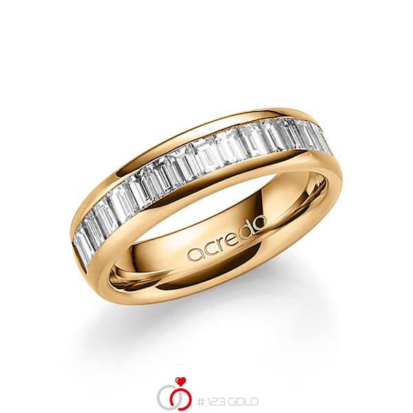 klassischer Memoire-Trauring/Ehering in außen Roségold 585 , innen Roségold 585 halbausgefasst mit zus. 1,36 ct. Baguette-Diamant tw, vs von acredo - A-1552-7 klassischer Memoire-Trauring/Ehering in außen Roségold 585 , innen Roségold 585 halbausgefasst mit zus. 1,36 ct. Baguette-Diamant tw, vs von acredo - A-1552-7