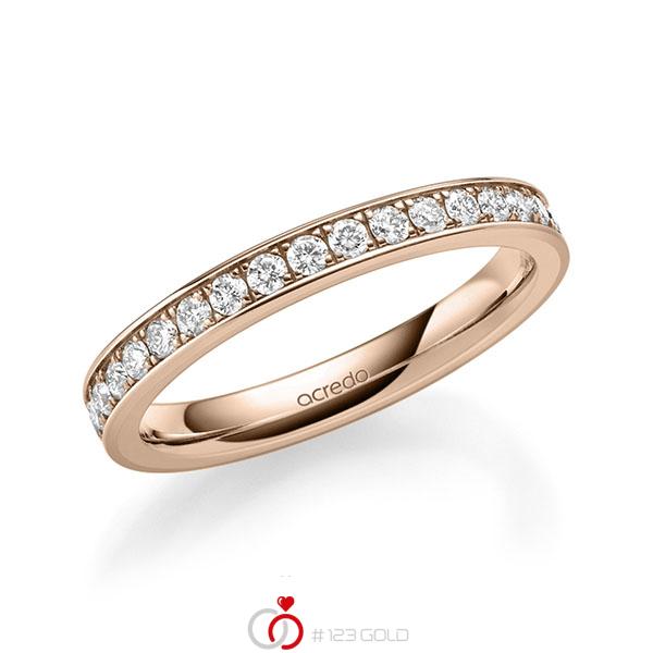 klassischer Memoire-Trauring/Ehering in außen Rotgold 585 , innen Rotgold 585 halbausgefasst mit zus. 0,34 ct. Brillant tw, si von acredo - A-1679-18 klassischer Memoire-Trauring/Ehering in außen Rotgold 585 , innen Rotgold 585 halbausgefasst mit zus. 0,34 ct. Brillant tw, si von acredo - A-1679-18