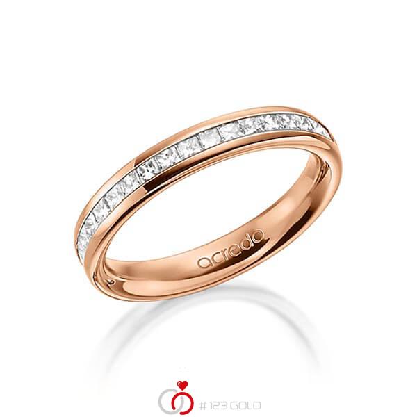 klassischer Memoire-Trauring/Ehering in aussen Rotgold 585 , innen Rotgold 585 halbausgefasst mit zus. 0,54 ct. Prinzess-Diamant tw, si von acredo - A-1554-5 klassischer Memoire-Trauring/Ehering in aussen Rotgold 585 , innen Rotgold 585 halbausgefasst mit zus. 0,54 ct. Prinzess-Diamant tw, si von acredo - A-1554-5