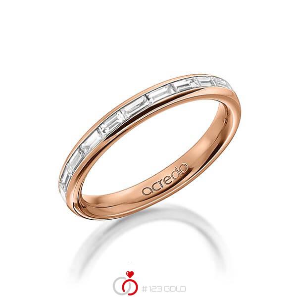 klassischer Memoire-Trauring/Ehering in außen Rotgold 585 , innen Rotgold 585 halbausgefasst mit zus. 0,55 ct. Baguette-Diamant tw, vs von acredo - A-1555-5 klassischer Memoire-Trauring/Ehering in außen Rotgold 585 , innen Rotgold 585 halbausgefasst mit zus. 0,55 ct. Baguette-Diamant tw, vs von acredo - A-1555-5