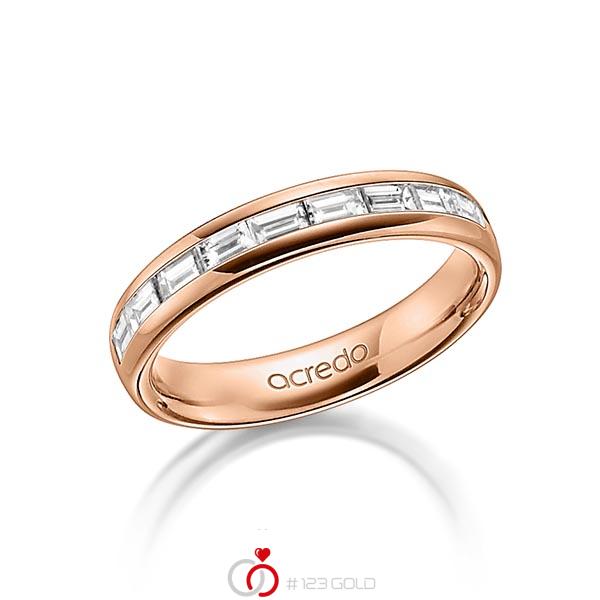 klassischer Memoire-Trauring/Ehering in außen Rotgold 585 , innen Rotgold 585 halbausgefasst mit zus. 0,8 ct. Baguette-Diamant tw, vs von acredo - A-1557-5 klassischer Memoire-Trauring/Ehering in außen Rotgold 585 , innen Rotgold 585 halbausgefasst mit zus. 0,8 ct. Baguette-Diamant tw, vs von acredo - A-1557-5