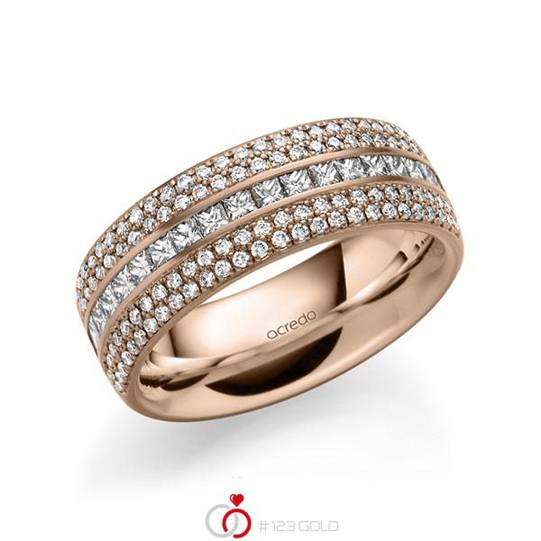 klassischer Memoire-Trauring/Ehering in außen Rotgold 585 , innen Rotgold 585 halbausgefasst mit zus. 1,12 ct. Brillant & Prinzess-Diamant tw, si von acredo - A-1623-18 klassischer Memoire-Trauring/Ehering in außen Rotgold 585 , innen Rotgold 585 halbausgefasst mit zus. 1,12 ct. Brillant & Prinzess-Diamant tw, si von acredo - A-1623-18