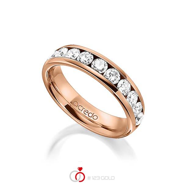 klassischer Memoire-Trauring/Ehering in aussen Rotgold 585 , innen Rotgold 585 halbausgefasst mit zus. 1,1 ct. Brillant tw, si von acredo - A-1558-5 klassischer Memoire-Trauring/Ehering in aussen Rotgold 585 , innen Rotgold 585 halbausgefasst mit zus. 1,1 ct. Brillant tw, si von acredo - A-1558-5