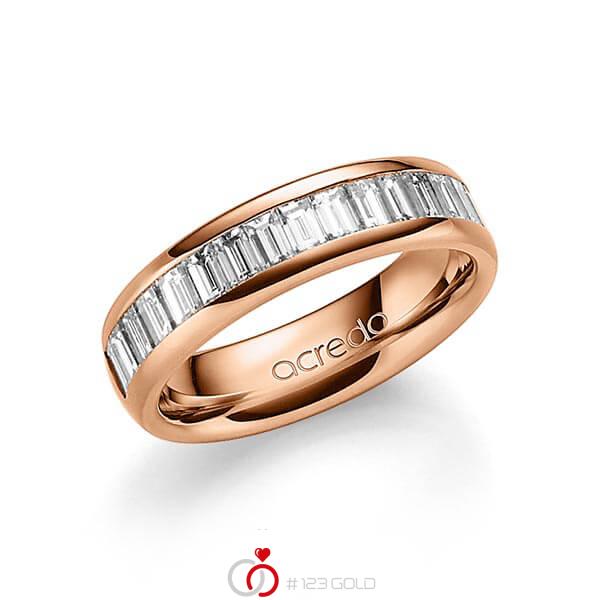 klassischer Memoire-Trauring/Ehering in außen Rotgold 585 , innen Rotgold 585 halbausgefasst mit zus. 1,36 ct. Baguette-Diamant tw, vs von acredo - A-1552-4 klassischer Memoire-Trauring/Ehering in außen Rotgold 585 , innen Rotgold 585 halbausgefasst mit zus. 1,36 ct. Baguette-Diamant tw, vs von acredo - A-1552-4
