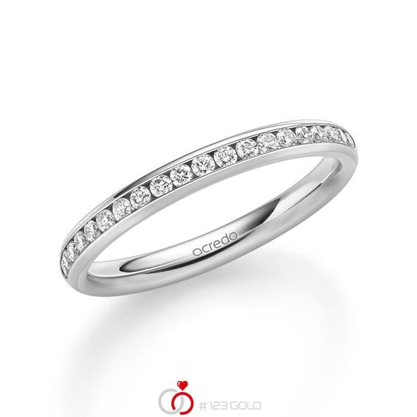 klassischer Memoire-Trauring/Ehering in außen Weißgold 585 , innen Weißgold 585 halbausgefasst mit zus. 0,285 ct. Brillant tw, si von acredo - A-1677-15 klassischer Memoire-Trauring/Ehering in außen Weißgold 585 , innen Weißgold 585 halbausgefasst mit zus. 0,285 ct. Brillant tw, si von acredo - A-1677-15