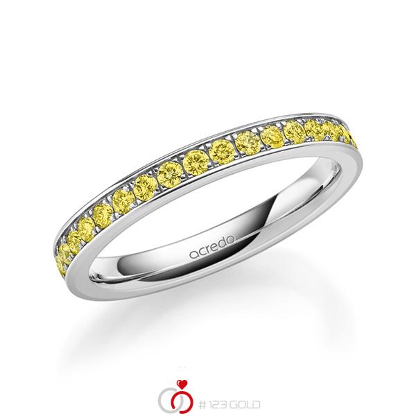 klassischer Memoire-Trauring/Ehering in außen Weißgold 585 , innen Weißgold 585 halbausgefasst mit zus. 0,34 ct. Brillant gelb von acredo - A-1679-20 klassischer Memoire-Trauring/Ehering in außen Weißgold 585 , innen Weißgold 585 halbausgefasst mit zus. 0,34 ct. Brillant gelb von acredo - A-1679-20