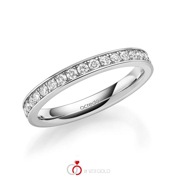 klassischer Memoire-Trauring/Ehering in außen Weißgold 585 , innen Weißgold 585 halbausgefasst mit zus. 0,34 ct. Brillant tw, si von acredo - A-1679-15 klassischer Memoire-Trauring/Ehering in außen Weißgold 585 , innen Weißgold 585 halbausgefasst mit zus. 0,34 ct. Brillant tw, si von acredo - A-1679-15