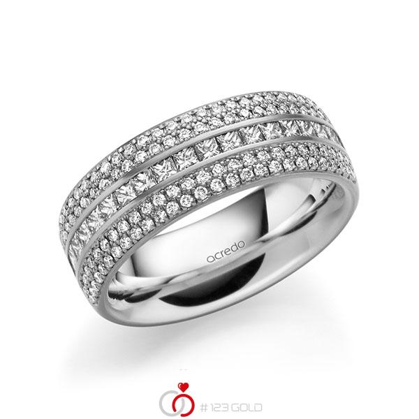 klassischer Memoire-Trauring/Ehering in außen Weißgold 585 , innen Weißgold 585 halbausgefasst mit zus. 1,12 ct. Brillant & Prinzess-Diamant tw, si von acredo - A-1623-15 klassischer Memoire-Trauring/Ehering in außen Weißgold 585 , innen Weißgold 585 halbausgefasst mit zus. 1,12 ct. Brillant & Prinzess-Diamant tw, si von acredo - A-1623-15