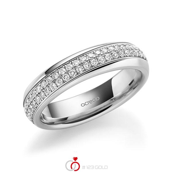 klassischer Memoire-Trauring/Ehering in außen Weißgold 585 , innen Weißgold 585 vollausgefasst mit zus. 0,768 ct. Brillant tw, si von acredo - A-1624-15 klassischer Memoire-Trauring/Ehering in außen Weißgold 585 , innen Weißgold 585 vollausgefasst mit zus. 0,768 ct. Brillant tw, si von acredo - A-1624-15