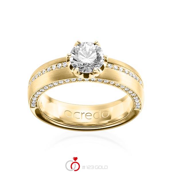 klassischer Memoire-Trauring/Ehering in Gelbgold 585 halbausgefasst mit 0,7 ct. + zus. 0,275 ct. Brillant tw, vs von acredo - A-1202-14 klassischer Memoire-Trauring/Ehering in Gelbgold 585 halbausgefasst mit 0,7 ct. + zus. 0,275 ct. Brillant tw, vs von acredo - A-1202-14