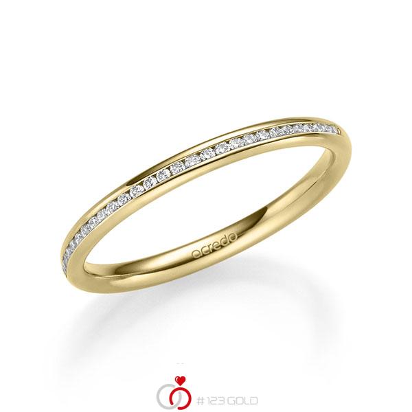 klassischer Memoire-Trauring/Ehering in Gelbgold 585 halbausgefasst mit zus. 0,14 ct. Brillant tw, si von acredo - A-2222-1 klassischer Memoire-Trauring/Ehering in Gelbgold 585 halbausgefasst mit zus. 0,14 ct. Brillant tw, si von acredo - A-2222-1