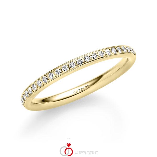 klassischer Memoire-Trauring/Ehering in Gelbgold 585 halbausgefasst mit zus. 0,184 ct. Brillant tw, si von acredo - A-1724-2 klassischer Memoire-Trauring/Ehering in Gelbgold 585 halbausgefasst mit zus. 0,184 ct. Brillant tw, si von acredo - A-1724-2