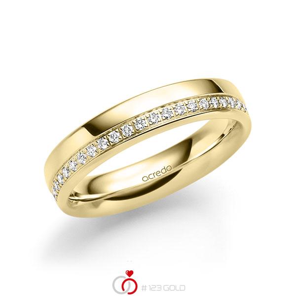 klassischer Memoire-Trauring/Ehering in Gelbgold 585 halbausgefasst mit zus. 0,184 ct. Brillant tw, si von acredo - A-1728-2 klassischer Memoire-Trauring/Ehering in Gelbgold 585 halbausgefasst mit zus. 0,184 ct. Brillant tw, si von acredo - A-1728-2