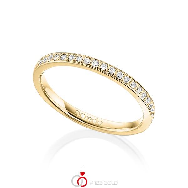 klassischer Memoire-Trauring/Ehering in Gelbgold 585 halbausgefasst mit zus. 0,21 ct. Brillant tw, si von acredo - A-1655-5 klassischer Memoire-Trauring/Ehering in Gelbgold 585 halbausgefasst mit zus. 0,21 ct. Brillant tw, si von acredo - A-1655-5