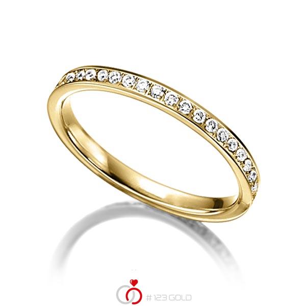 klassischer Memoire-Trauring/Ehering in Gelbgold 585 halbausgefasst mit zus. 0,21 ct. Brillant tw, si von Steinberg - Q-1062-2 klassischer Memoire-Trauring/Ehering in Gelbgold 585 halbausgefasst mit zus. 0,21 ct. Brillant tw, si von Steinberg - Q-1062-2
