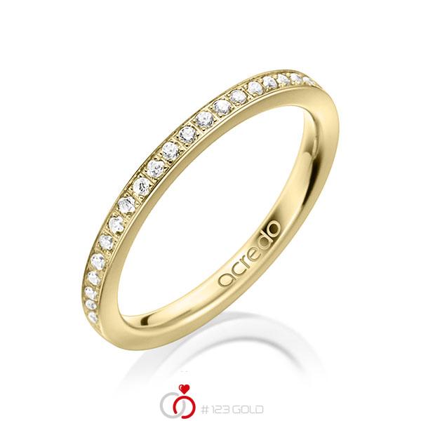 klassischer Memoire-Trauring/Ehering in Gelbgold 585 halbausgefasst mit zus. 0,22 ct. Brillant tw, si von acredo - A-1593-2 klassischer Memoire-Trauring/Ehering in Gelbgold 585 halbausgefasst mit zus. 0,22 ct. Brillant tw, si von acredo - A-1593-2