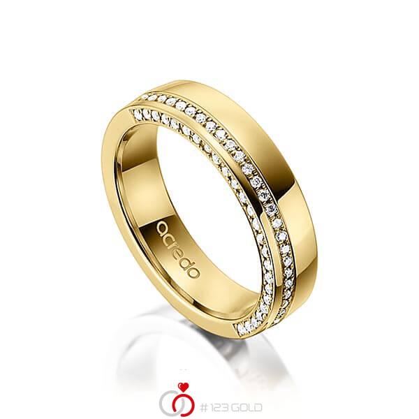 klassischer Memoire-Trauring/Ehering in Gelbgold 585 halbausgefasst mit zus. 0,265 ct. Brillant tw, si von acredo - A-1495-3 klassischer Memoire-Trauring/Ehering in Gelbgold 585 halbausgefasst mit zus. 0,265 ct. Brillant tw, si von acredo - A-1495-3