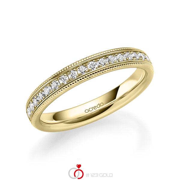 klassischer Memoire-Trauring/Ehering in Gelbgold 585 halbausgefasst mit zus. 0,285 ct. Brillant tw, si von acredo - A-1745-7 klassischer Memoire-Trauring/Ehering in Gelbgold 585 halbausgefasst mit zus. 0,285 ct. Brillant tw, si von acredo - A-1745-7