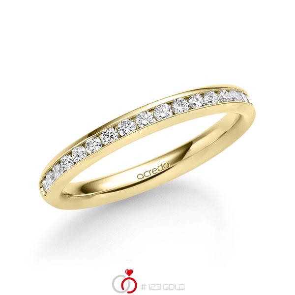 klassischer Memoire-Trauring/Ehering in Gelbgold 585 halbausgefasst mit zus. 0,36 ct. Brillant tw, si von acredo - A-1721-1 klassischer Memoire-Trauring/Ehering in Gelbgold 585 halbausgefasst mit zus. 0,36 ct. Brillant tw, si von acredo - A-1721-1