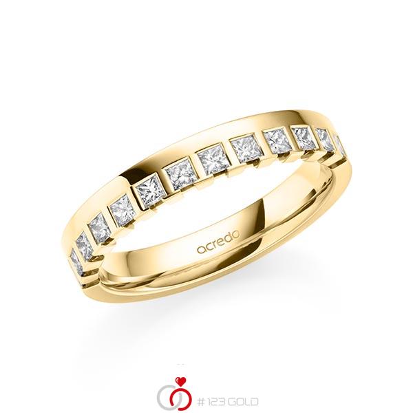klassischer Memoire-Trauring/Ehering in Gelbgold 585 halbausgefasst mit zus. 0,36 ct. tw, vs von acredo - A-2109-7 klassischer Memoire-Trauring/Ehering in Gelbgold 585 halbausgefasst mit zus. 0,36 ct. tw, vs von acredo - A-2109-7