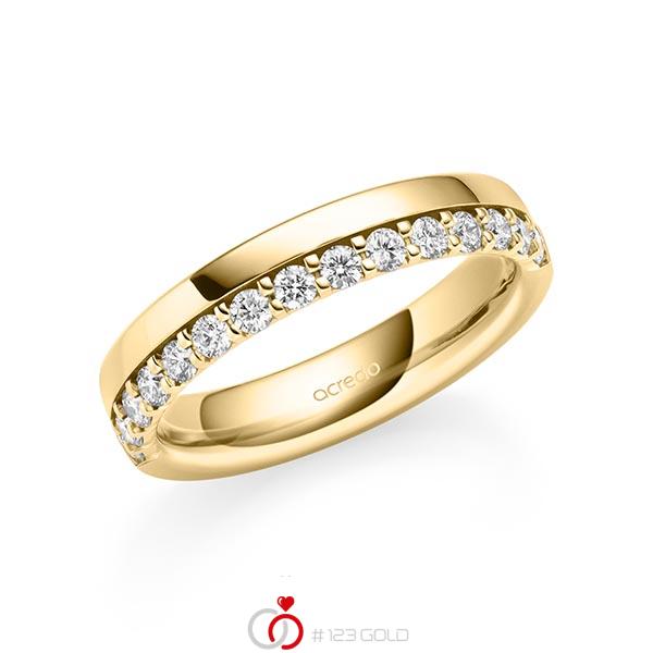 klassischer Memoire-Trauring/Ehering in Gelbgold 585 halbausgefasst mit zus. 0,42 ct. tw, si von acredo - A-2111-7 klassischer Memoire-Trauring/Ehering in Gelbgold 585 halbausgefasst mit zus. 0,42 ct. tw, si von acredo - A-2111-7