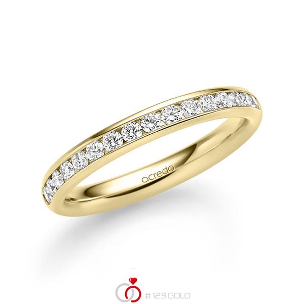 klassischer Memoire-Trauring/Ehering in Gelbgold 585 halbausgefasst mit zus. 0,48 ct. Brillant tw, si von acredo - A-1722-4 klassischer Memoire-Trauring/Ehering in Gelbgold 585 halbausgefasst mit zus. 0,48 ct. Brillant tw, si von acredo - A-1722-4