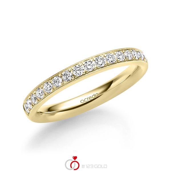 klassischer Memoire-Trauring/Ehering in Gelbgold 585 halbausgefasst mit zus. 0,4 ct. Brillant tw, si von acredo - A-1727-4 klassischer Memoire-Trauring/Ehering in Gelbgold 585 halbausgefasst mit zus. 0,4 ct. Brillant tw, si von acredo - A-1727-4