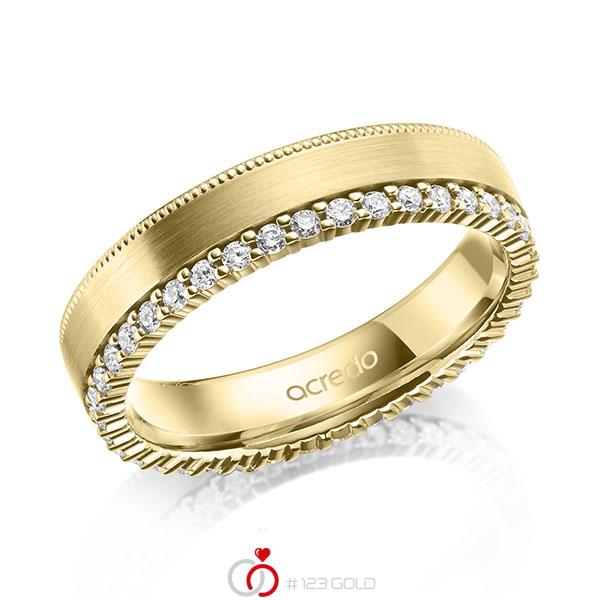 klassischer Memoire-Trauring/Ehering in Gelbgold 585 vollausgefasst mit zus. 0,38 ct. tw, si von acredo - A-2104-10 klassischer Memoire-Trauring/Ehering in Gelbgold 585 vollausgefasst mit zus. 0,38 ct. tw, si von acredo - A-2104-10