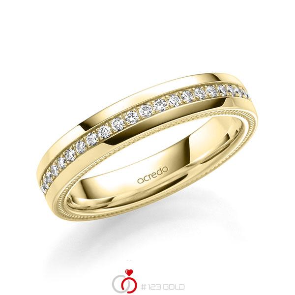 klassischer Memoire-Trauring/Ehering in Gelbgold 585 vollausgefasst mit zus. 0,44 ct. Brillant tw, si von acredo - A-1754-9 klassischer Memoire-Trauring/Ehering in Gelbgold 585 vollausgefasst mit zus. 0,44 ct. Brillant tw, si von acredo - A-1754-9