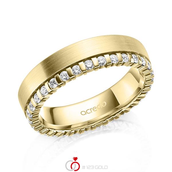 klassischer Memoire-Trauring/Ehering in Gelbgold 585 vollausgefasst mit zus. 0,465 ct. tw, si von acredo - A-2105-8 klassischer Memoire-Trauring/Ehering in Gelbgold 585 vollausgefasst mit zus. 0,465 ct. tw, si von acredo - A-2105-8