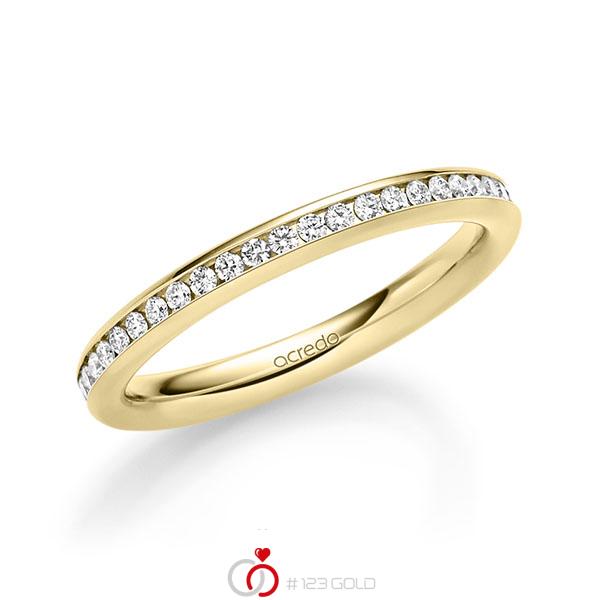klassischer Memoire-Trauring/Ehering in Gelbgold 585 vollausgefasst mit zus. 0,46 ct. Brillant tw, si von acredo - A-1720-2 klassischer Memoire-Trauring/Ehering in Gelbgold 585 vollausgefasst mit zus. 0,46 ct. Brillant tw, si von acredo - A-1720-2