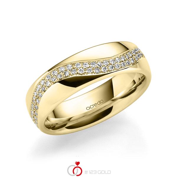 klassischer Memoire-Trauring/Ehering in Gelbgold 585 vollausgefasst mit zus. 0,56 ct. Brillant tw, vs von acredo - A-1712-7 klassischer Memoire-Trauring/Ehering in Gelbgold 585 vollausgefasst mit zus. 0,56 ct. Brillant tw, vs von acredo - A-1712-7