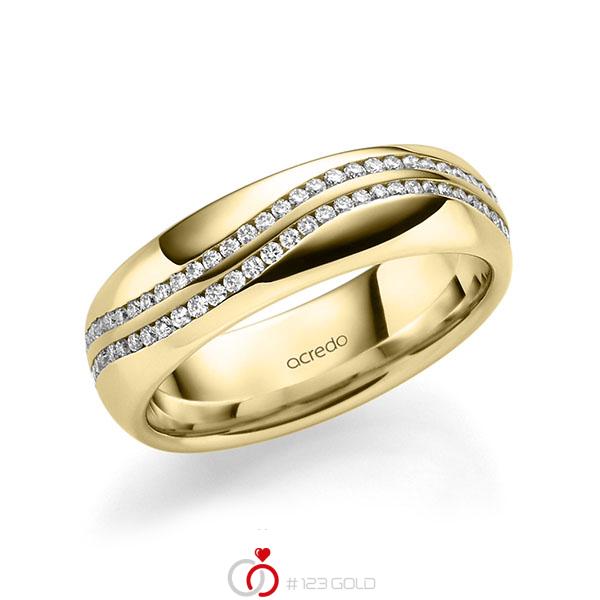 klassischer Memoire-Trauring/Ehering in Gelbgold 585 vollausgefasst mit zus. 0,59 ct. Brillant tw, si von acredo - A-1711-27 klassischer Memoire-Trauring/Ehering in Gelbgold 585 vollausgefasst mit zus. 0,59 ct. Brillant tw, si von acredo - A-1711-27