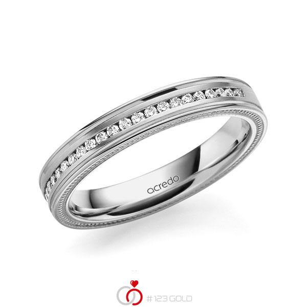 klassischer Memoire-Trauring/Ehering in Graugold 585 halbausgefasst mit zus. 0,192 ct. Brillant tw, si von acredo - A-1762-19 klassischer Memoire-Trauring/Ehering in Graugold 585 halbausgefasst mit zus. 0,192 ct. Brillant tw, si von acredo - A-1762-19