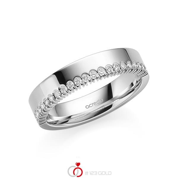 klassischer Memoire-Trauring/Ehering in Graugold 585 halbausgefasst mit zus. 0,21 ct. tw, si von acredo - A-2108-6 klassischer Memoire-Trauring/Ehering in Graugold 585 halbausgefasst mit zus. 0,21 ct. tw, si von acredo - A-2108-6