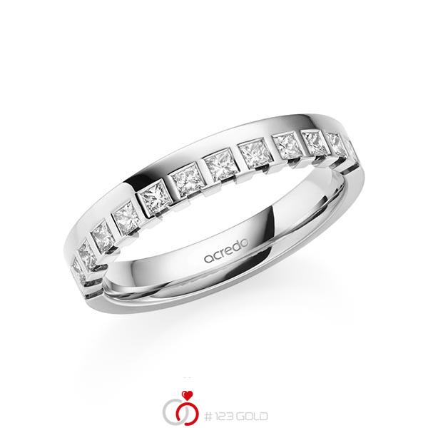 klassischer Memoire-Trauring/Ehering in Graugold 585 halbausgefasst mit zus. 0,36 ct. tw, vs von acredo - A-2109-6 klassischer Memoire-Trauring/Ehering in Graugold 585 halbausgefasst mit zus. 0,36 ct. tw, vs von acredo - A-2109-6