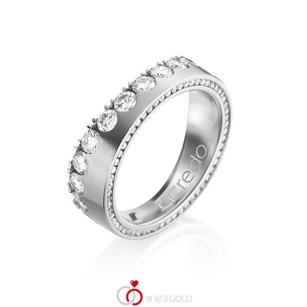 klassischer Memoire-Trauring/Ehering in Graugold 585 halbausgefasst mit zus. 1,38 ct. Brillant tw, si von acredo - A-1198-2 klassischer Memoire-Trauring/Ehering in Graugold 585 halbausgefasst mit zus. 1,38 ct. Brillant tw, si von acredo - A-1198-2