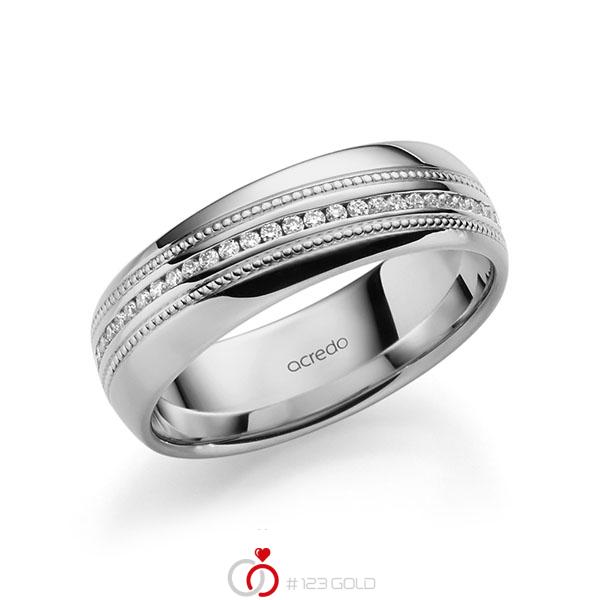 klassischer Memoire-Trauring/Ehering in Graugold 585 vollausgefasst mit zus. 0,28 ct. Brillant tw, si von acredo - A-1757-19 klassischer Memoire-Trauring/Ehering in Graugold 585 vollausgefasst mit zus. 0,28 ct. Brillant tw, si von acredo - A-1757-19